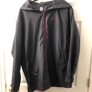 Converse rain coat in navy and red